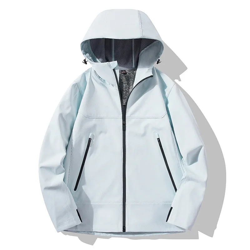 سترة رجالية عصرية مقاومة للماء ومضادة للرياح بغطاء للرأس للمشي لمسافات طويلة والتخييم والرياضة سترة مقاومة للرياح سترة خفيفة الوزن