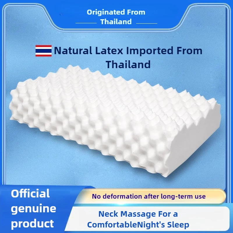 Thai Natural Latex Foam Pillow for Neck Pain Relief and Deep Sleep