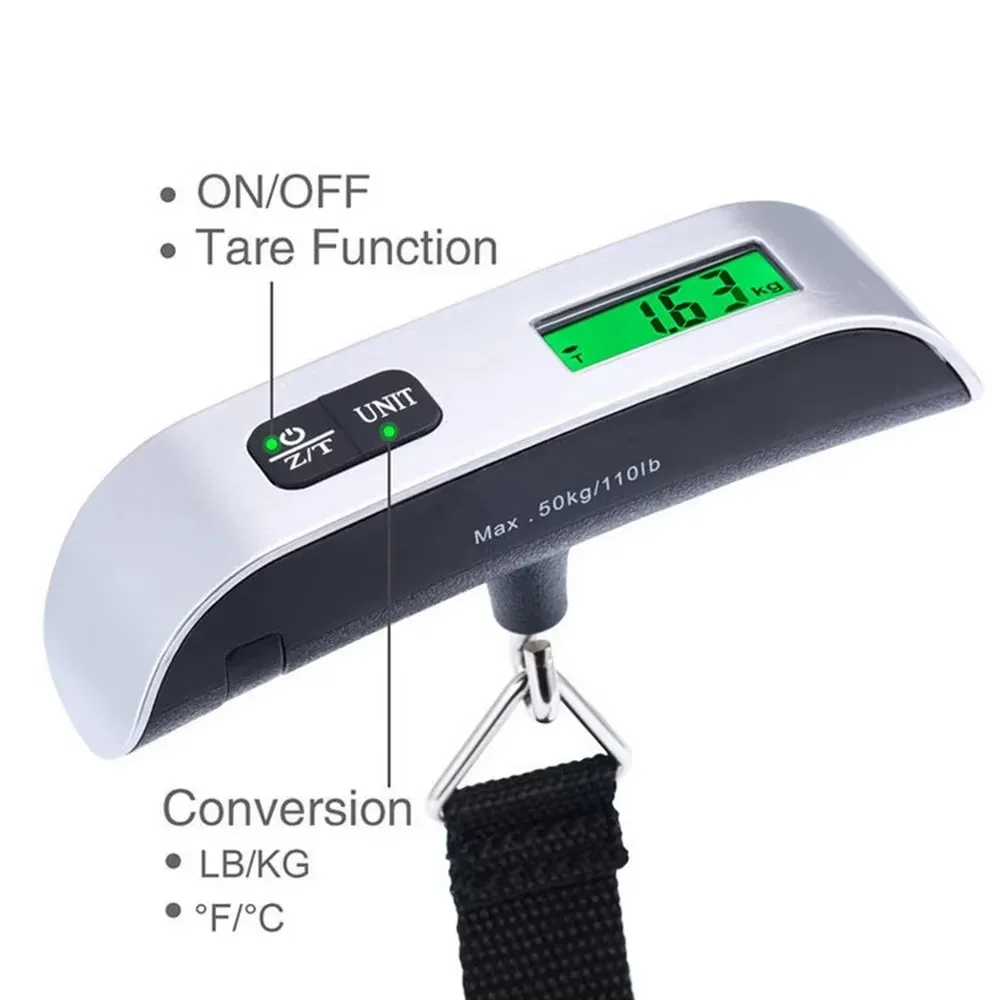50kg Portable Hanging Scale Electronic Hand Luggage Scale Digital Display Suitcase 110lb Travel Baggage Bag Weighing Tools view 4