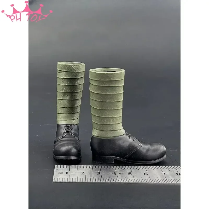 ZY1034 1/6 Male Soldier WWII Soviet USSR Army Combat Boots Hollow Shoes Model for 12'' Action Figure Doll with Detachable Feet