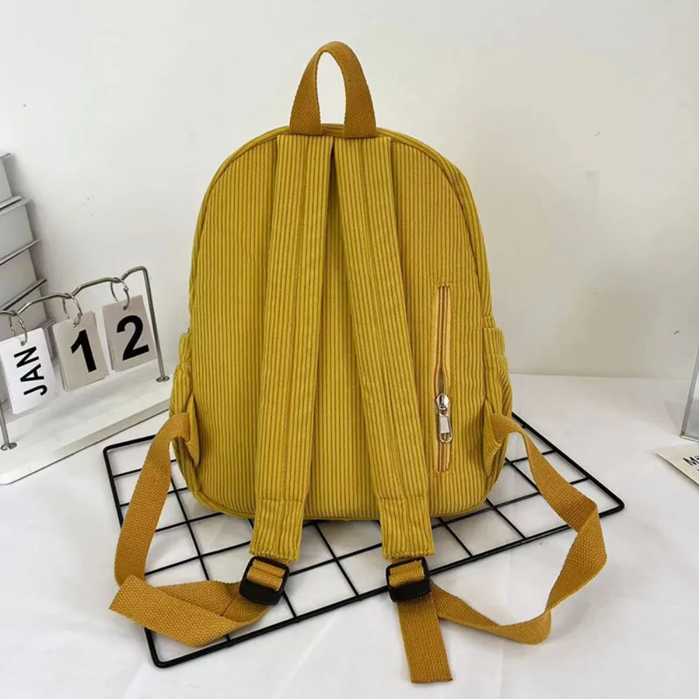 Teenager Solid Color Corduroy Backpack Handbag Rucksack Small School Bags Commuting Casual Student Book Bags Female