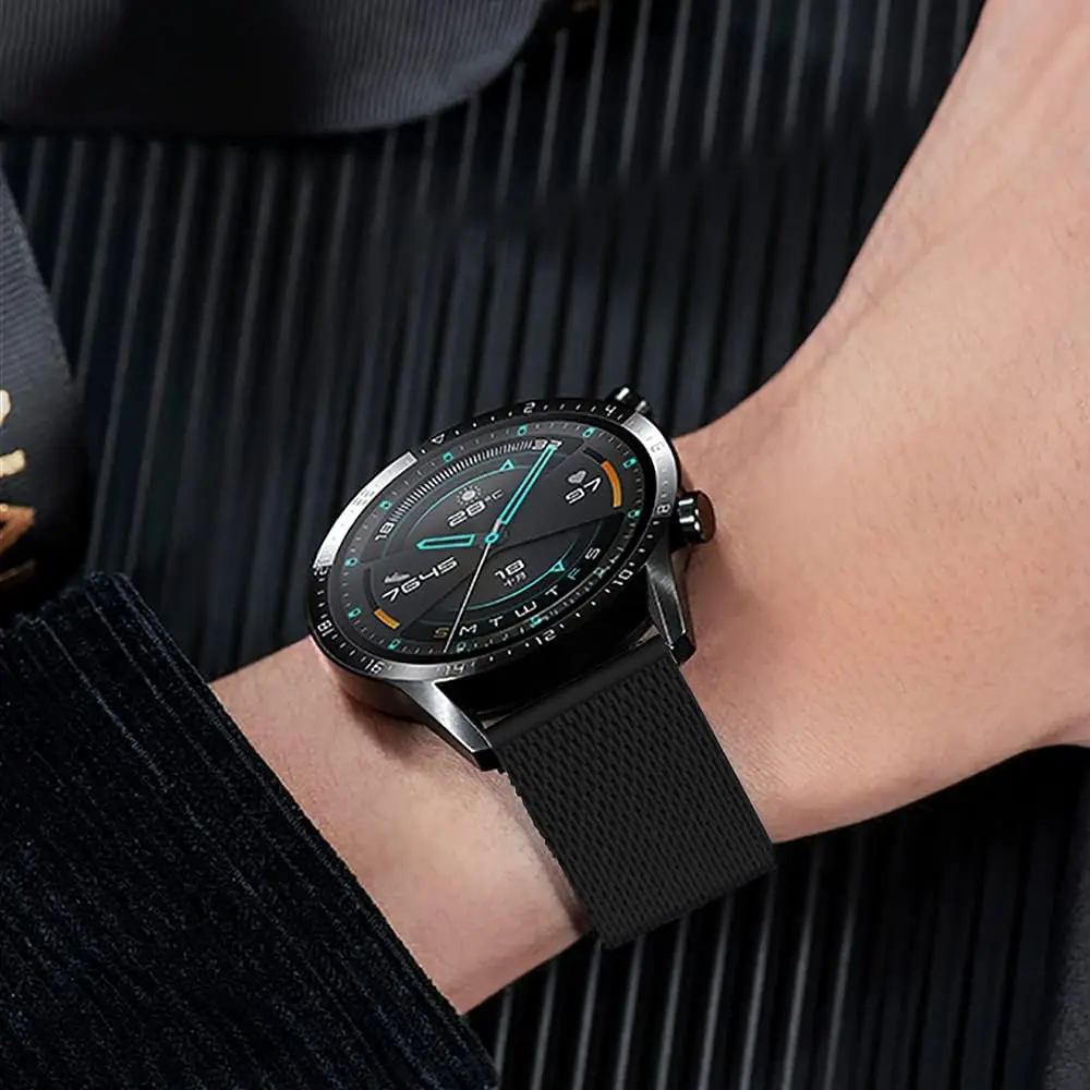 حلقة ميلانو لساعة سامسونج جالاكسي 7/6/5/4/أكتيف 2 40 44 مللي متر حزام 18 مللي متر 20 مللي متر 22 مللي متر سوار فولاذي لساعة هواوي GT 2-2e-2pro