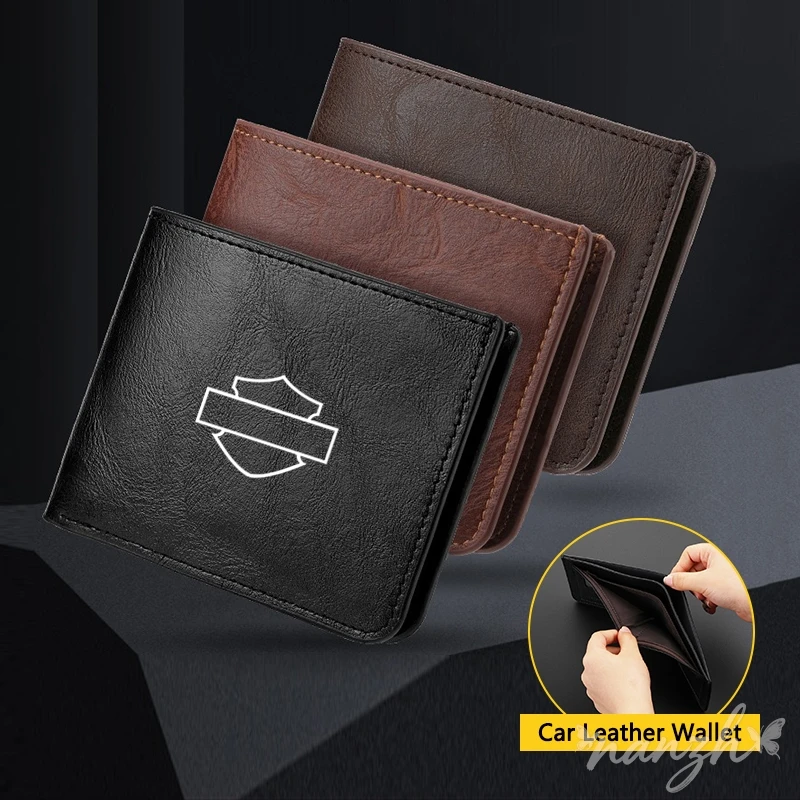 Leather Motorcycle Logo ID Card Driver License Package Wallet For Harley Davidson Softail Sportster VRSC Touring Street Glide - view 5