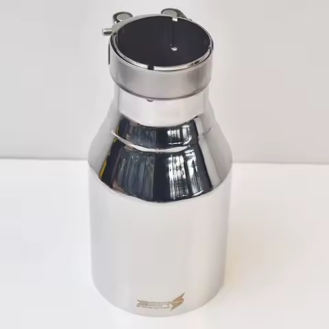 1Pc 304 SUS Universal Stainless Steel Inline Flange Exhaust Pipe Muffler Tip Flat Cut