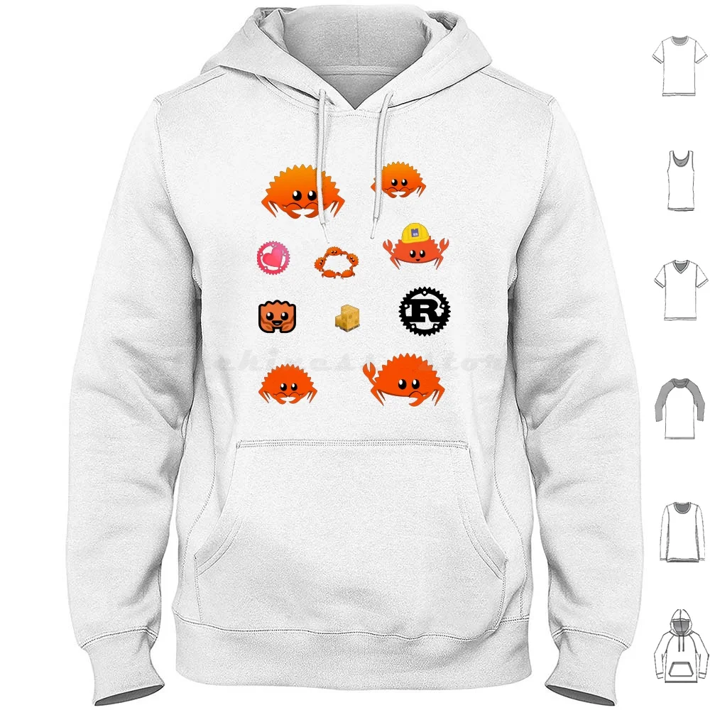 Rust Sticker Variety Pack With Ferris Hoodies Long Sleeve Rust Rust Lang Programming Software Coding Web Logo Ferris