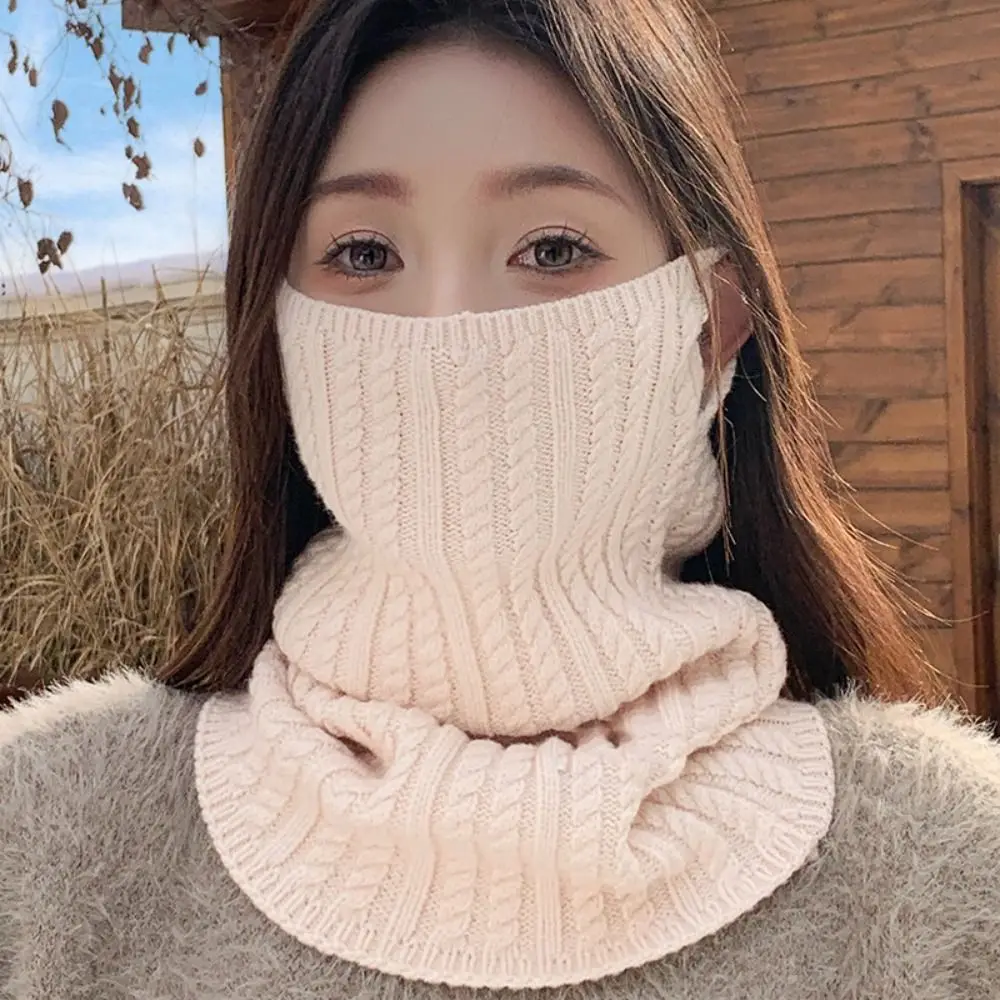 

Detachable Solid Color Turtleneck Fake Collar Twists Korean Style Knitted Scarf Windproof Wraps Pullover Wool Bib Girl