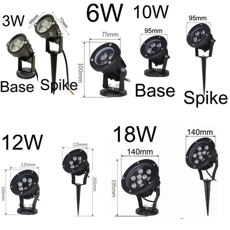 3W 10W 18W LED Garden Lights Outdoor Waterprof Lawn Lamp AC220V DC12V Landscape Spike Bulb IP65 Led Light Garden Path Spotlights