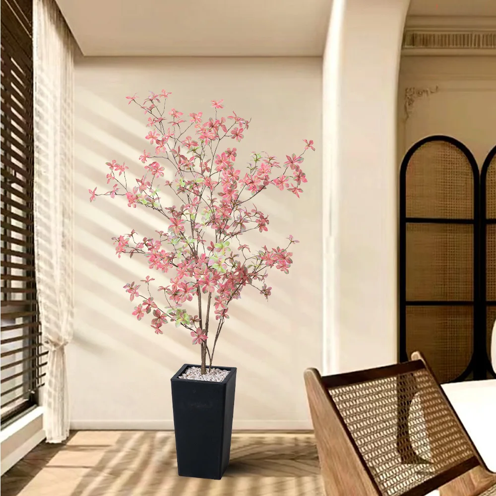 

Artificial green plant potted artificial bell tree autumn color bell leaves window fake tree