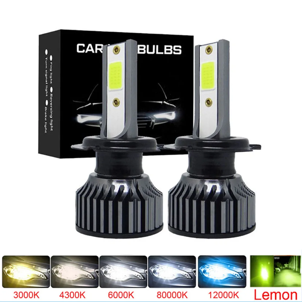 

2Pcs Mini Car Headlight H4 H7 H1 LED Bulb H8 H11 9005 HB3 9006 HB4 Led Lights 20000LM Turbo Lampada 12V White Blue Lemon