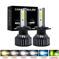 2Pcs LED Car Headlight H4 H7 H1 LED H11 H8 H9 H27 881 blue 6000K Lemon Green Auto fog Light H3 9005 HB3 9006 12V LED Bulb