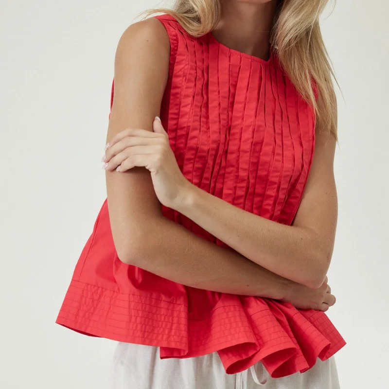 

Women Pleated Babydoll Tank Top Linen Sleeveless Peplum Blouse Y2k Ruffle Shirt Summer Vest Going Out