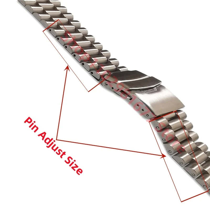 316L Solid Stainless Steel 18mm 20mm 22mm Universal Straight End President Silver Watch Strap Band Bracelet for RLX SKX Watch