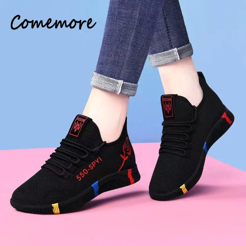 Comemore Female Women Trainers Walking Sneaker Comfortable Black Women's Shoes Autumn 2023 Women Sneakers Soft Sport Tennis Shoe