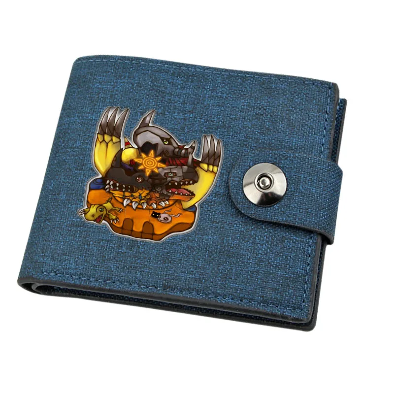 Canvas Teenagers Wallet Card Holder Wallet Male Money Bag Short Holder Male Purse for anime   Digimon Adventure  Kids Coin Bag