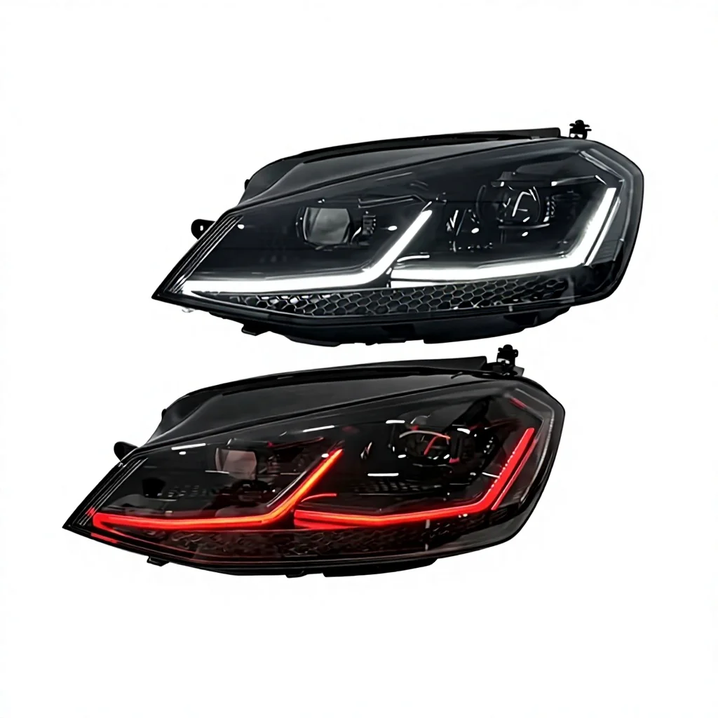 2014-2017 For Golf 7/Golf 75 Headlight Assembly Upgrade Red-and-White Dual-Color LED Daytime Running Lights 12V
