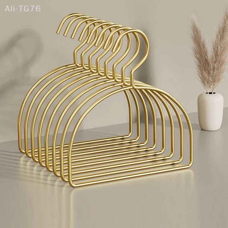 [P] 5PCS Gold Iron Half Round Scarf Hangers Pet Clothes Rack Storage Hanger For Pants Towel Tie,Closet Organizer For Adult Kids view 2