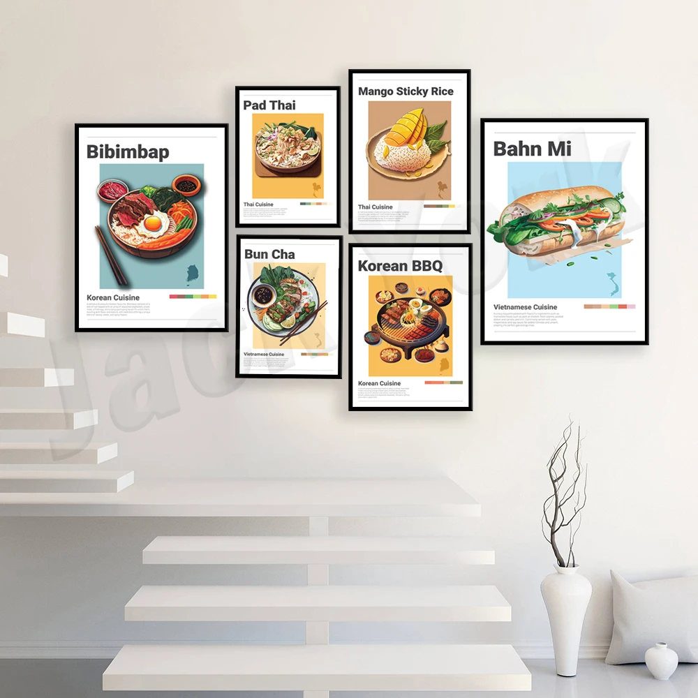 Pho, Bun Cha, Bahn Mi, almohadilla de comida tailandesa, Tom Yum Kung, arroz adhesivo de mango, pollo frito coreano, poste de cocina Gourmet Bibimbap