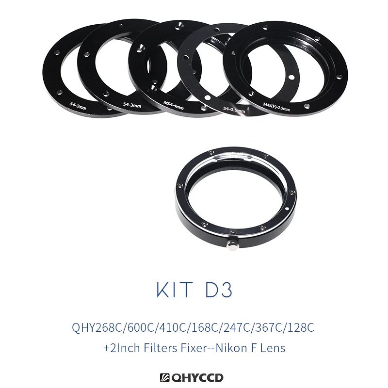 

QHYCCD Adapter Kit D3 Nikon F Lens for QHY268C/600C/410C/168C/247C/367C/128C + 2inch Filter Fixer