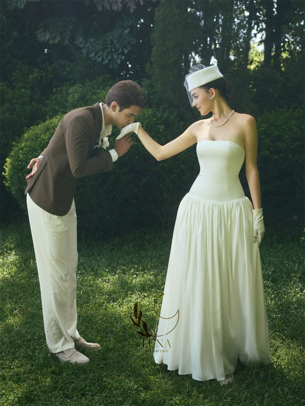 Luna Customized Simple French Satin Wedding Dresses A Line Romantic Brides Gowns Wedding Photography Gown