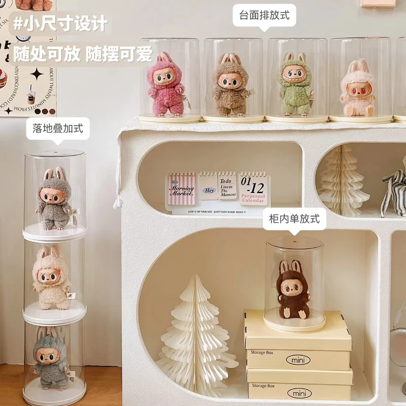 Original Produc17cm Anhänger Display Box Rotary Acryl Transparent Box Labubu Plüsch Puppe Hand Blind Box Lagerung Display Rack Geschenk