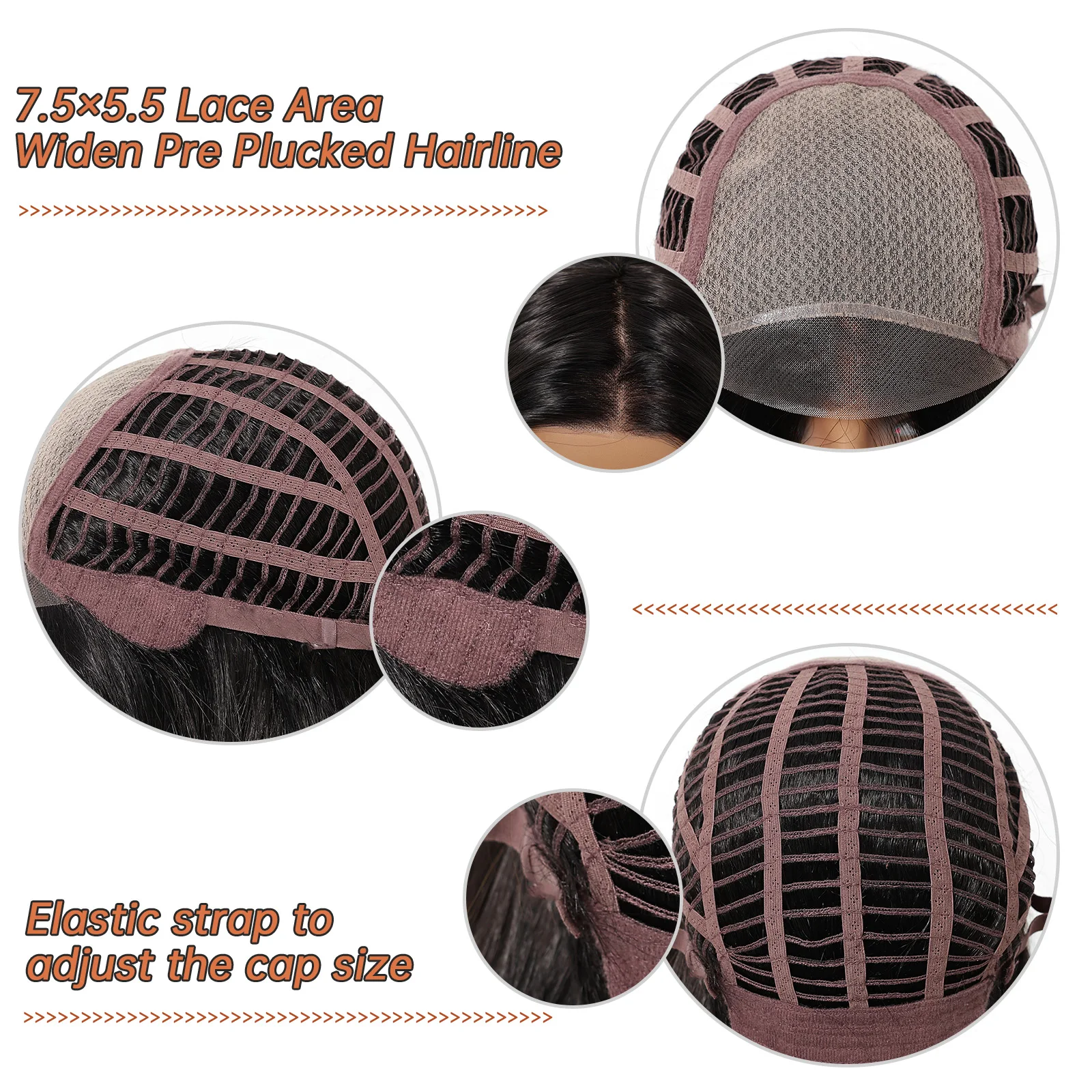 HAIRCUBE MONO Wig Sintetis Depan Renda Coklat Wig Bagian Bebas Alami Rambut Palsu Panjang Bergelombang untuk Wanita Pesta Harian Tahan Panas