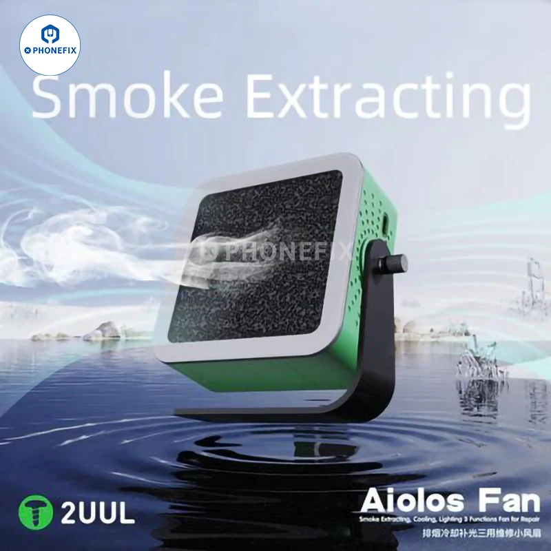 2UUL Alolos Smoke Exhaust Cooling Lighting Fan 3 IN 1 Desktop Fan USB Charging for Phones Motherboard PCB Welding Repair Tool