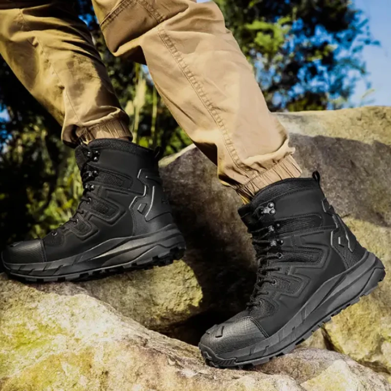 

Vintage British-style Men's High-top Boots Short Boots with Aged Leather Texture Slip-resistant Rubber Sole Casual Boots