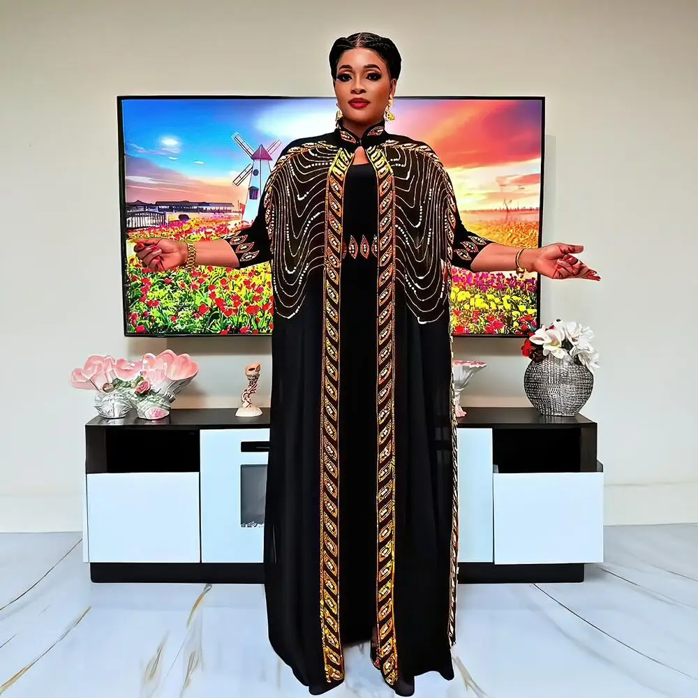 

Изысканный комплект из двух предметов, турецкие платья для женщин, роскошные элегантные платья со стразами 2025, в сочетании с бусинами, африканские платья для женщин