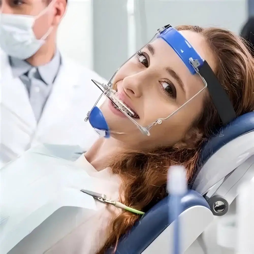Orthodontic Face Mask with Headgear Adjustable Double Rod Protraction Appliance Combined Chin Cup Facebow System for Dental view 4