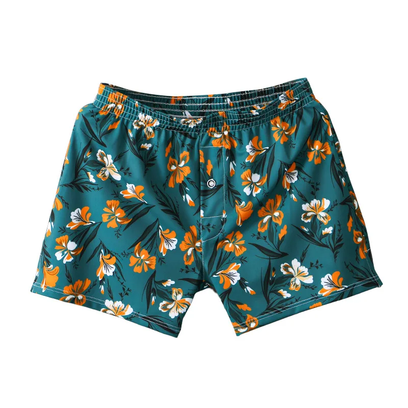 

Мужские шорты из ледяного шелка с цветочным принтом – свободные трусы-боксеры больших размеров для летнего домашнего отдыха, удобная ночная одежда, брюки-аро