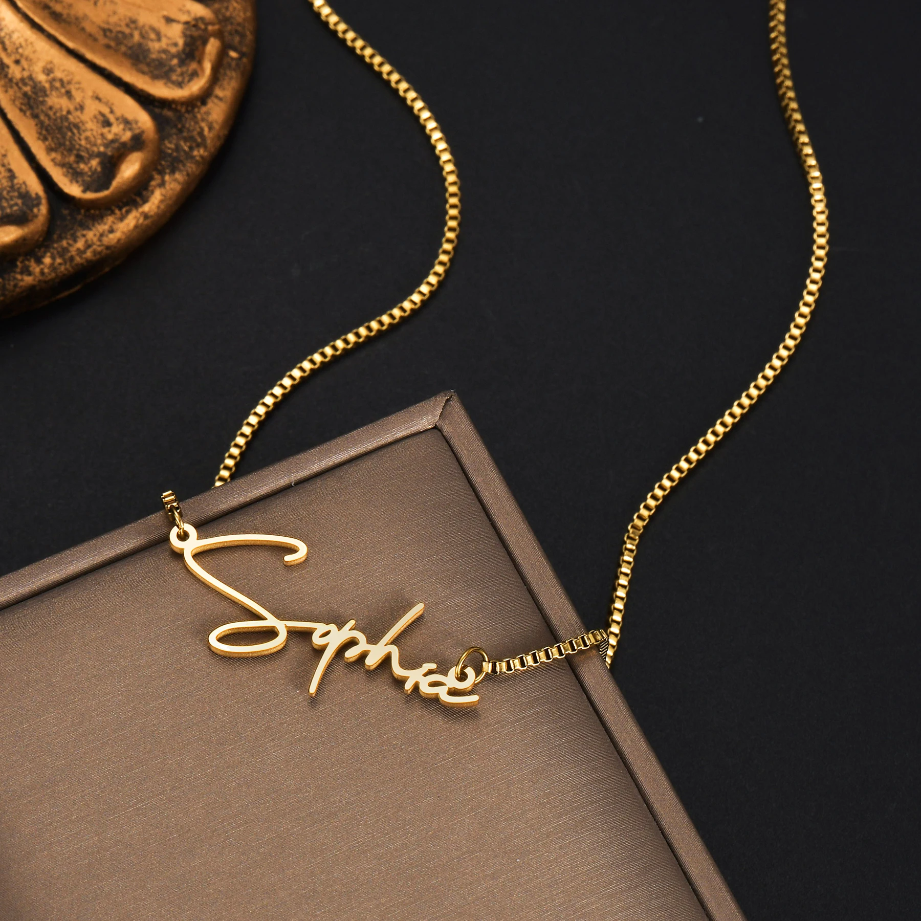 Custom Name Necklace Personalized Pendant Wave Chain Stainless Steel for Women Jewelry Box Chain for Man Item Birthday Gift