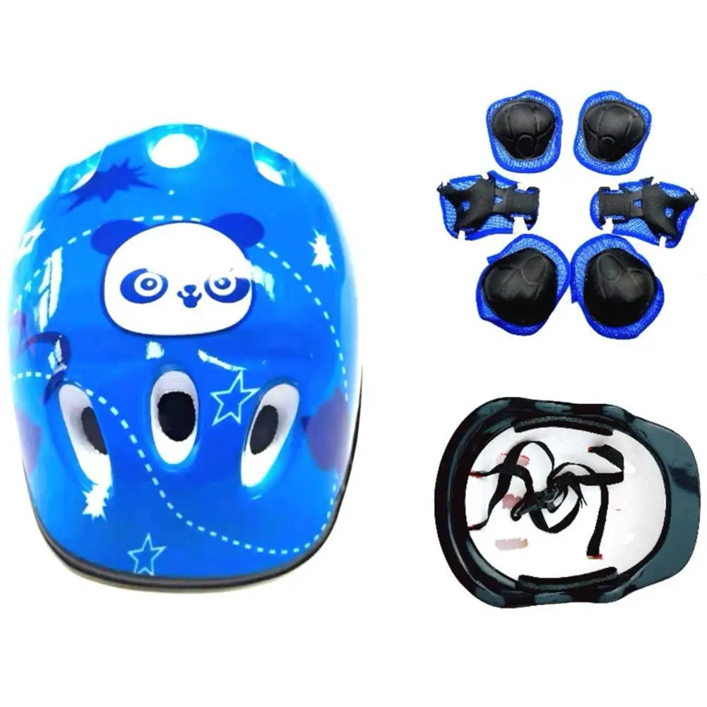 Conjunto de Equipamento de Proteção Infantil Capacete de Patinação, Joelho e Pulso, Cotoveleiras, Protetor de Bicicleta e Skate 7 PCs