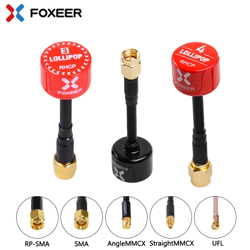 

Foxeer Lollipop 3 V3 Antenna 5.8G 2.3Dbi Lollipop 4 V4 Antenna 2.6Dbi RHCP SMA RPSMA UFL Straight Angle/MMCX for RC Drones