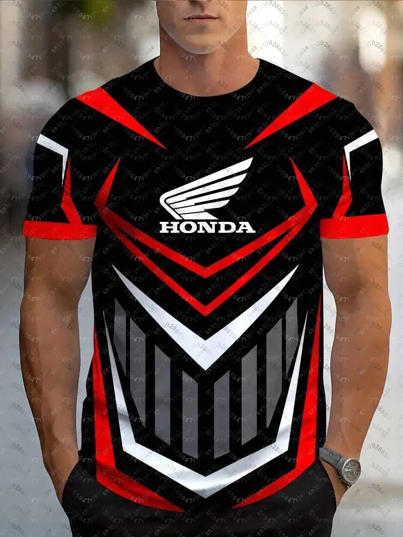

Honda Quick Dry Racing Men Geometric Print Motorcycle Biker Jersey Sportswear Short Sleeve Lightweight Outdoor T-shirt