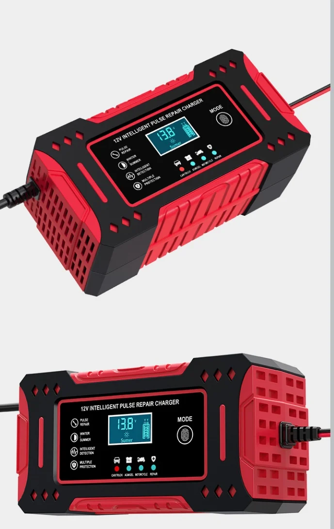 Wholesale 12V 6A Battery Charger High Quality Red Intelligent Pulse Repair Battery Charger