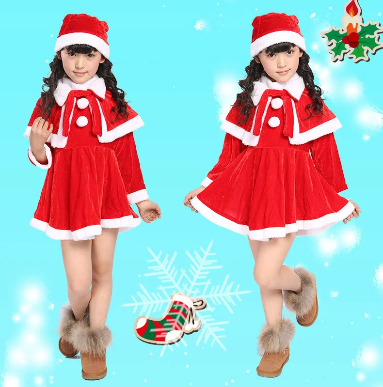 Natal papai noel traje para o carnaval meninos com mangas compridas roupas para crianças meninas vestido bonito do bebê vestido de inverno