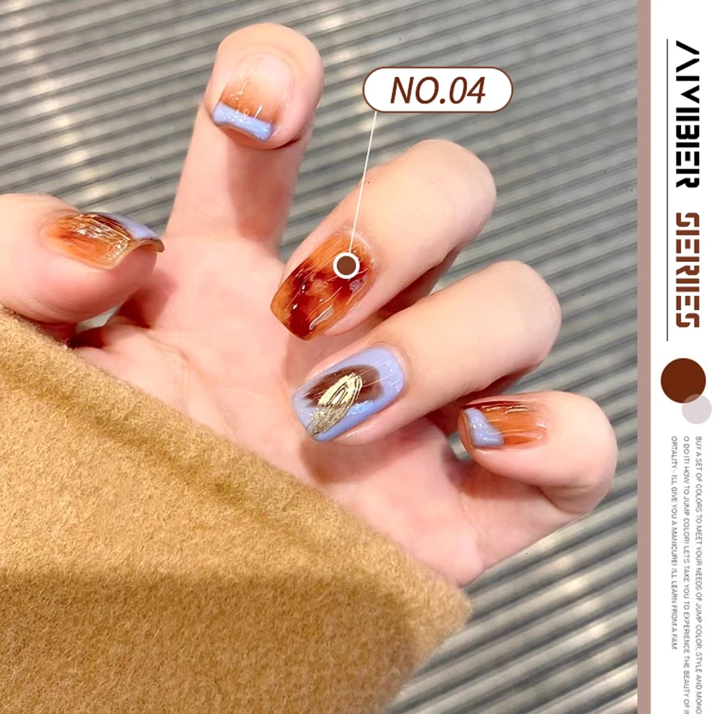 Zestaw lakierów hybrydowych 1/6 kolorów 5g Amber Brown Y2K Jesień Zima Gradient Leopard Jelly Nail Gel Półtrwały Lakier do Paznokci Soak Off