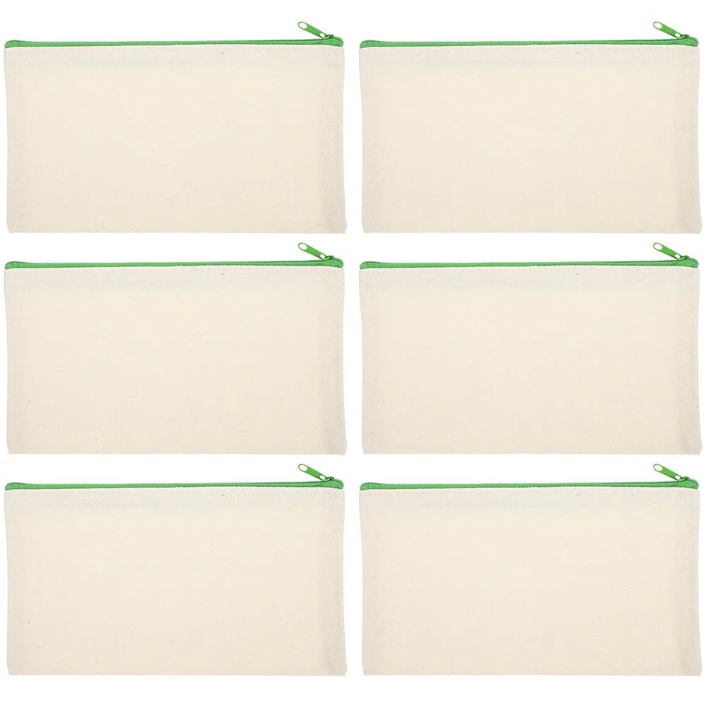 

6Pcs Blank Canvas Pencil Pouch Zipper Makeup Bag Small Pen Storage Container for Kids Teens Girls Daily Use Travel Essential