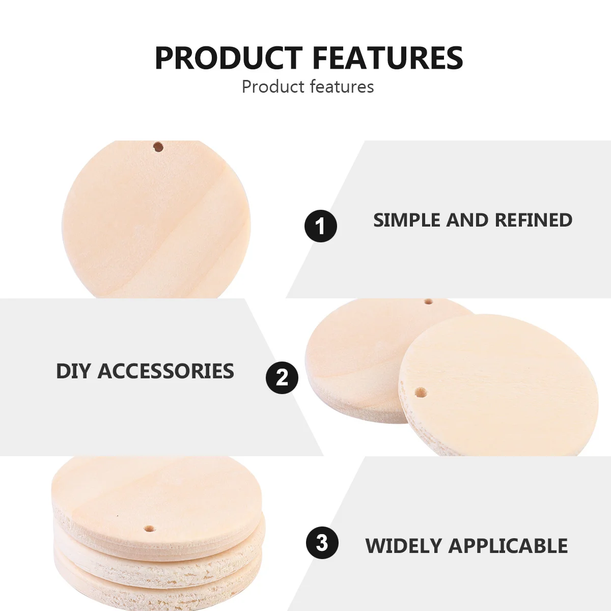 

50Pcs Round Wood Pendants Distinct Shape Durable Jewelry Making Supplies DIY for Necklace Bracelet Earrings Keychains