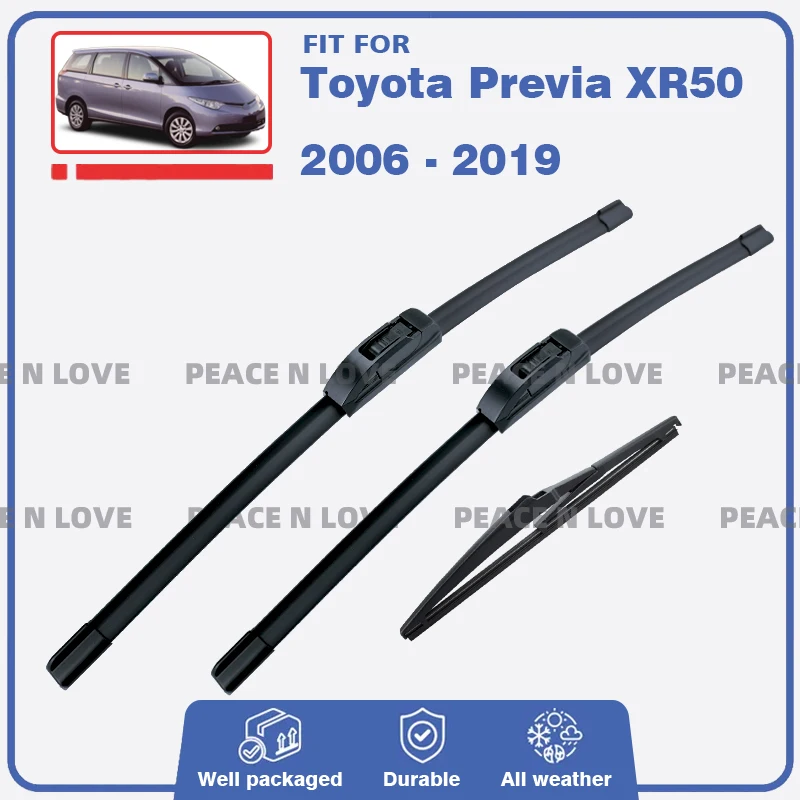 Escobilla limpiaparabrisas delantera y trasera para Toyota Previa Estima Tarago XR50 2006 - 2019, 3 cepillos para ventana, accesorios para automóviles