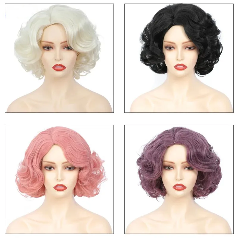 

Women's Curly Wigs Discoloration Short Ladies Curly Hair Synthetic Wig+Wig Cap