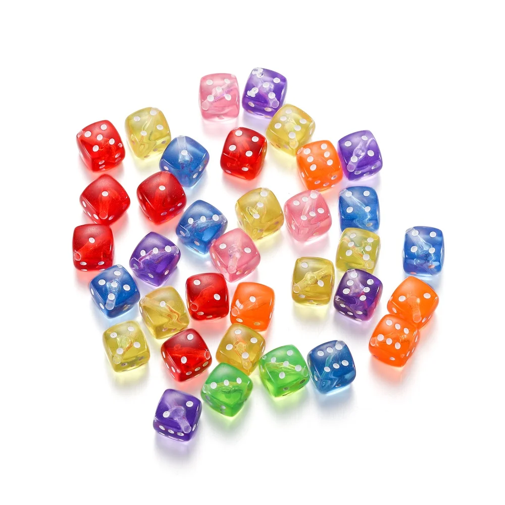 30pcs 8mm Multicolor Dice Beads Square Shape Acrylic Spacer Beads For DIY Jewelry Making Bracelet Necklace Accessories