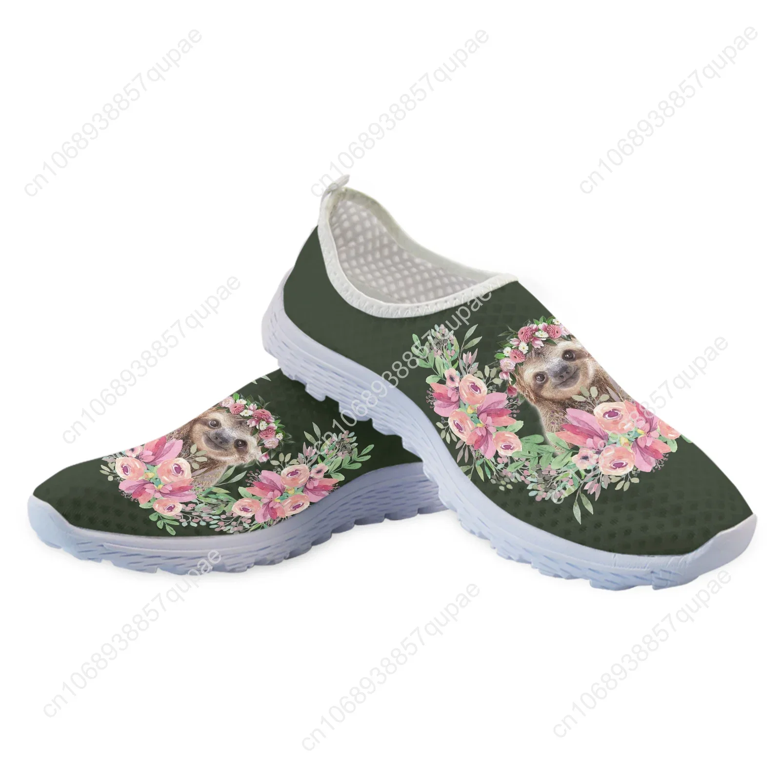 Cartoon Sloth Hibiscus Print Mesh High Quality Sneakers Women Men Teenager Casual Fashion Custom Made Tennis Flat Couple Shoes