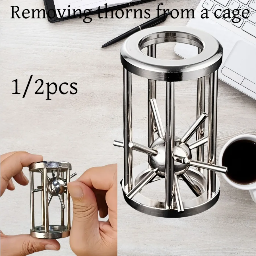 1/2pcs Classic Metal Brain Teaser Lock Puzzles Stainless Steel Cage Challenge Game for Adults Children IQ Test Toys Funny Gifts