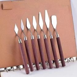 Couteau de peinture à l'huile en acier inoxydable, spatule d'artiste, outils d'art, fournitures de cuisson de gâteaux, dessin de peinture, mignon, ensemble de 7 pièces