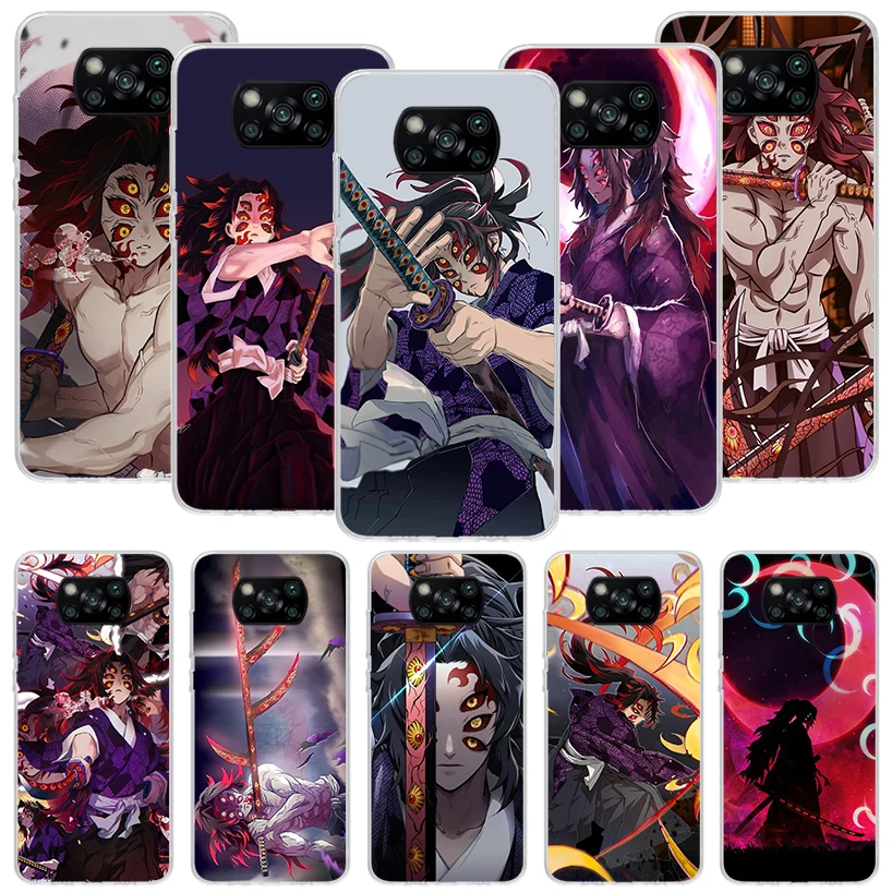 Demon Slayer Kokushibo Phone Case For Xiaomi Poco X5 X4 X3 Nfc X6 F5 Pro F4 Gt F3 F2 F1 M5 M5S M4 M3 5G Shell Coque