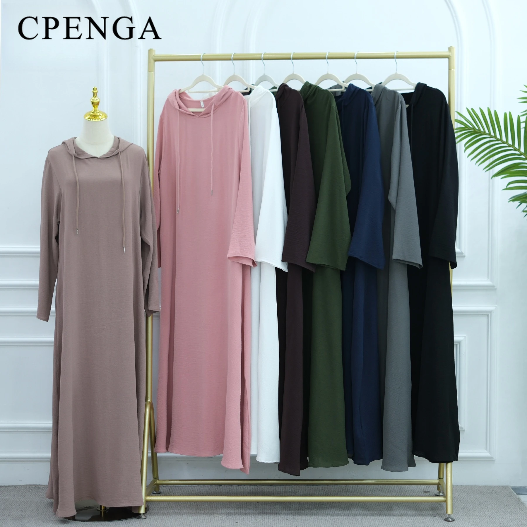 

Elegant Middle Eastern Muslim Women Hoodie Ramadan Dubai Modest Abaya Dress Islamic Holiday Outfit New Plain Turkey Kaftan Robe