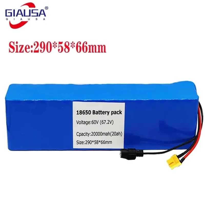 Imagem -02 - Bloco da Bateria do Li-íon para a Bicicleta Elétrica Ebike Trotinette Bms 1000w Tomada Xt60 60v 16s3p 20ah 18650 67.2v 20000mah