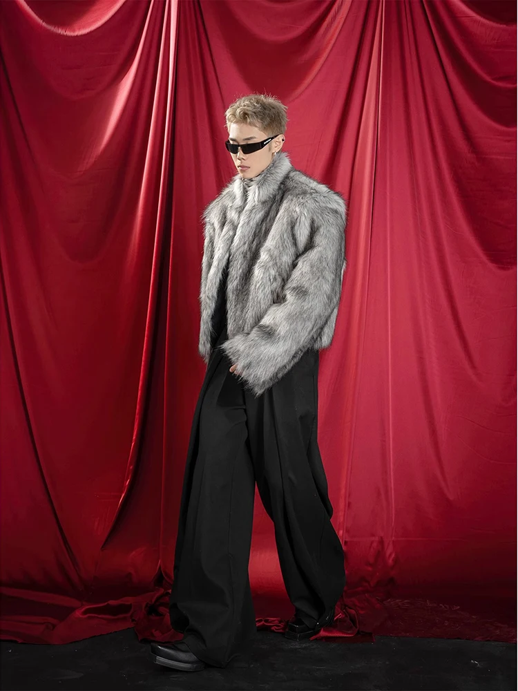 

Mauroicardi Autumn Winter Cool Short Thick Warm Hairy Faux Fox Fur Coat Men Elegant Luxury Designer Clothes Fluffy Jacket 2025