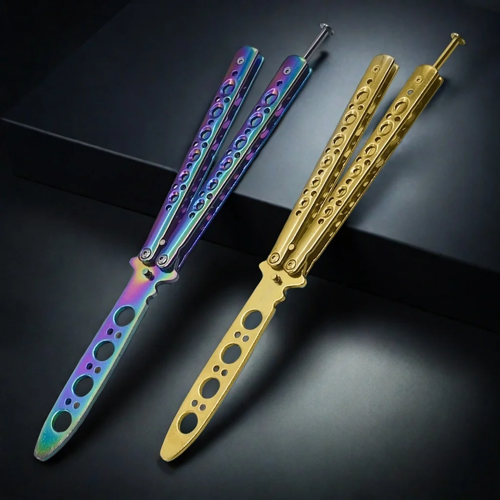 Portable Butterfly Training Knife Foldable Pocket Flail Knife Uncut Blade Butterfly Comb Training Tool